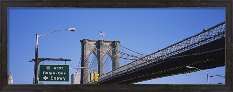 Framed Low angle view of a bridge, Brooklyn Bridge, Manhattan, New York City, New York State, USA Print