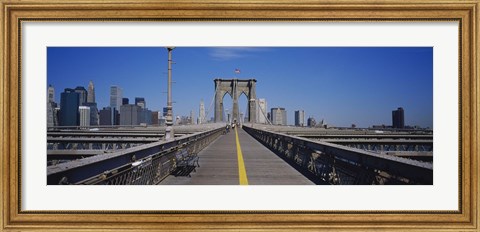 Framed Bench on a bridge, Brooklyn Bridge, Manhattan, New York City, New York State, USA Print