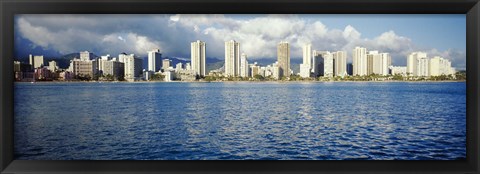 Framed Buildings at the waterfront, Honolulu Print