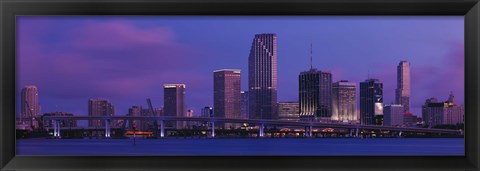 Framed Buildings At The Waterfront, Miami, Florida, USA (purple sky) Print