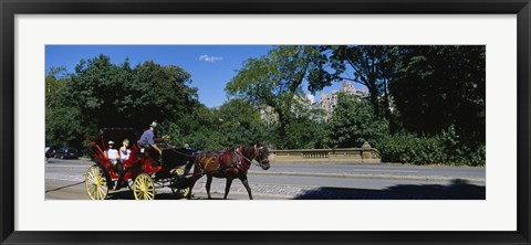 Framed Tourists Traveling In A Horse Cart, NYC, New York City, New York State, USA Print