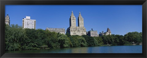 Framed Buildings on the bank of a lake, Manhattan, New York City, New York State, USA Print