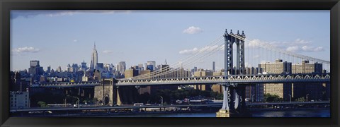 Framed Bridge over a river, Manhattan Bridge, Manhattan, New York City Print