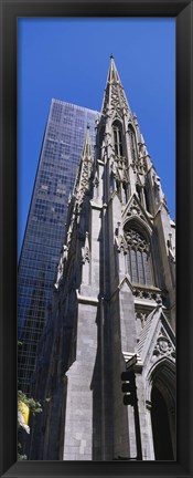 Framed Low angle view of a cathedral, St. Patrick&#39;s Cathedral, Manhattan, New York City, New York State, USA Print