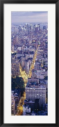 Framed Aerial View of Traffic Through Manhattan (vertical) Print