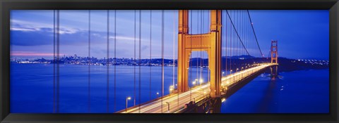 Framed Golden Gate Bridge Lit Up (close up view) Print