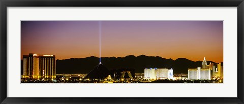 Framed Mandalay Bay and Luxor at night, Las Vegas, Nevada Print