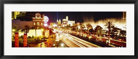 Framed Buildings in a city lit up at night, Las Vegas, Nevada Print