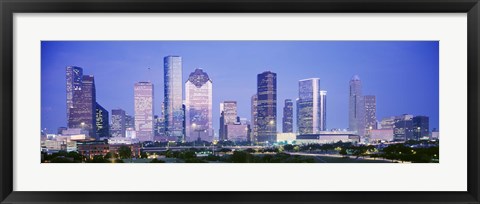 Framed Houston Skyline Lit Up, Texas Print