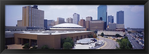 Framed High Angle View Of Office Buildings In A City, Dallas, Texas, USA Print