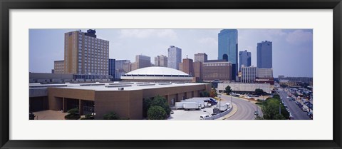 Framed High Angle View Of Office Buildings In A City, Dallas, Texas, USA Print