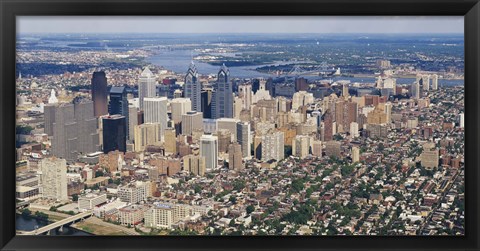 Framed Aerial view of a city, Philadelphia, Pennsylvania Print