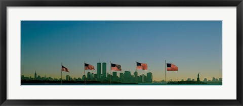 Framed American flags in a row, New York City, New York State, USA Print