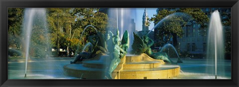 Framed Fountain In Front Of A Building, Logan Circle, City Hall, Philadelphia, Pennsylvania, USA Print