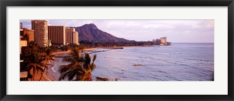 Framed Waikiki Beach, Oahu, Hawaii Print