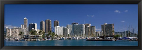 Framed Honolulu, Hawaii Skyline Print