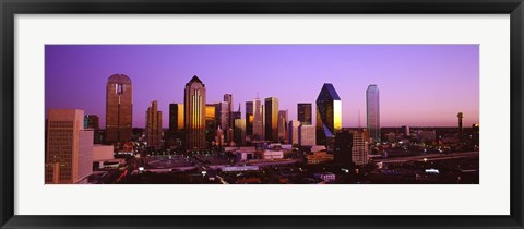 Framed Dallas, Texas Skyline with Purple Sky Print