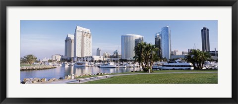 Framed Panoramic View Of Marina Park And City Skyline, San Diego, California, USA Print