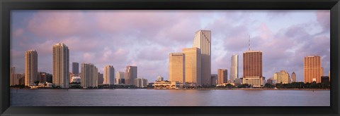 Framed Waterfront And Skyline At Dusk, Miami, Florida, USA Print