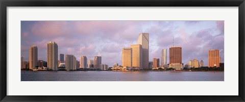 Framed Waterfront And Skyline At Dusk, Miami, Florida, USA Print