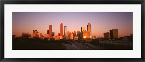 Framed Sun reflecting off skyscrapers in Atlanta, Georgia, USA Print