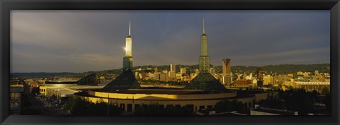 Framed Towers Illuminated At Dusk, Convention Center, Portland, Oregon, USA Print