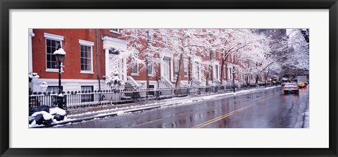 Framed Winter, Snow In Washington Square, NYC, New York City, New York State, USA Print