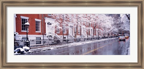 Framed Winter, Snow In Washington Square, NYC, New York City, New York State, USA Print