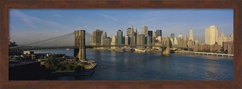 Framed Bridge Across A River, Brooklyn Bridge, NYC, New York City, New York State, USA Print