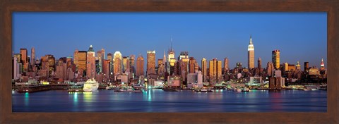 Framed Panoramic View of New York City from the Water at Night Print
