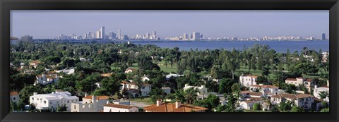 Framed High Angle View Of The City, Miami, Florida, USA Print