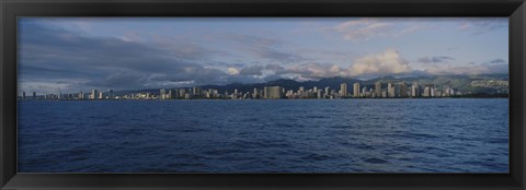 Framed Honolulu skyline on a cloudy day, Hawaii Print