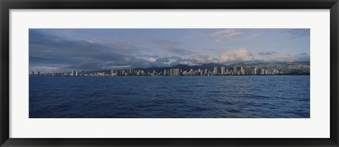 Framed Honolulu skyline on a cloudy day, Hawaii Print