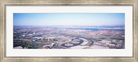 Framed USA, New Jersey, Newark Airport, Aerial view with Manhattan in background Print