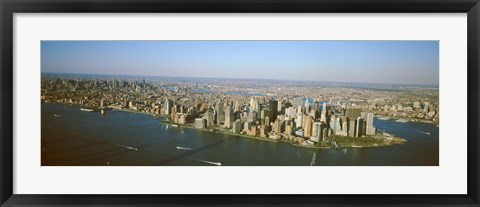 Framed USA, New York, New York City, Aerial view of Lower Manhattan Print