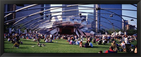 Framed People At A Lawn, Pritzker Pavilion, Millennium Park, Chicago, Illinois, USA Print