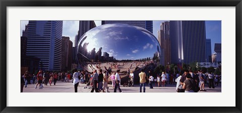 Framed USA, Illinois, Chicago, Millennium Park, SBC Plaza, Tourists walking in the park Print