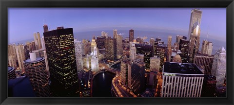 Framed USA, Illinois, Chicago, Chicago River, High angle view of the city Print