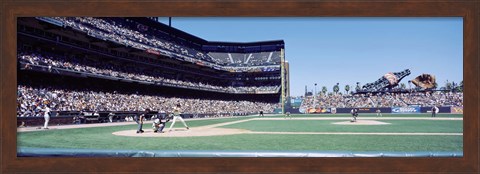 Framed USA, California, San Francisco, SBC Ballpark, Spectator watching the baseball game in the stadium Print