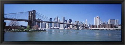 Framed Brooklyn Bridge and Skyscrapers in New York City Print