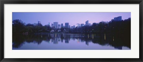 Framed USA, New York State, New York City, Central Park Lake, Skyscrapers in a city Print