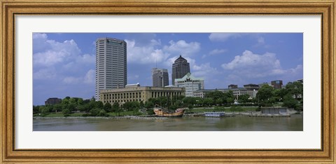 Framed Columbus, Ohio on a Cloudy day Print