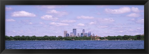 Framed Skyscrapers in a city, Chain Of Lakes Park, Minneapolis, Minnesota, USA Print