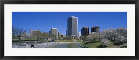 Framed Skyscrapers near a canal, Brown&#39;s Island, Richmond, Virginia, USA Print