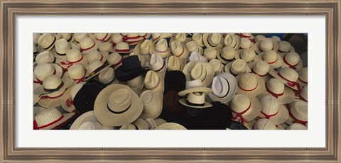 Framed High Angle View Of Hats In A Market Stall, San Francisco El Alto, Guatemala Print