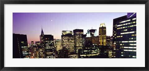 Framed Buildings lit up at dusk, Manhattan Print