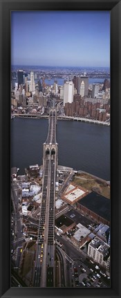 Framed Aerial View Of A Bridge, Brooklyn Bridge, Manhattan, NYC, New York City, New York State, USA Print