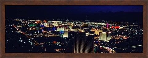 Framed High angle view of a city lit up at night, The Strip, Las Vegas, Nevada, USA Print