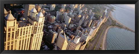 Framed High angle view of a highway along a lake, Lake Shore Drive, Chicago, Illinois, USA Print