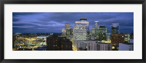 Framed Buildings Lit Up At Dusk, Minneapolis, Minnesota Print